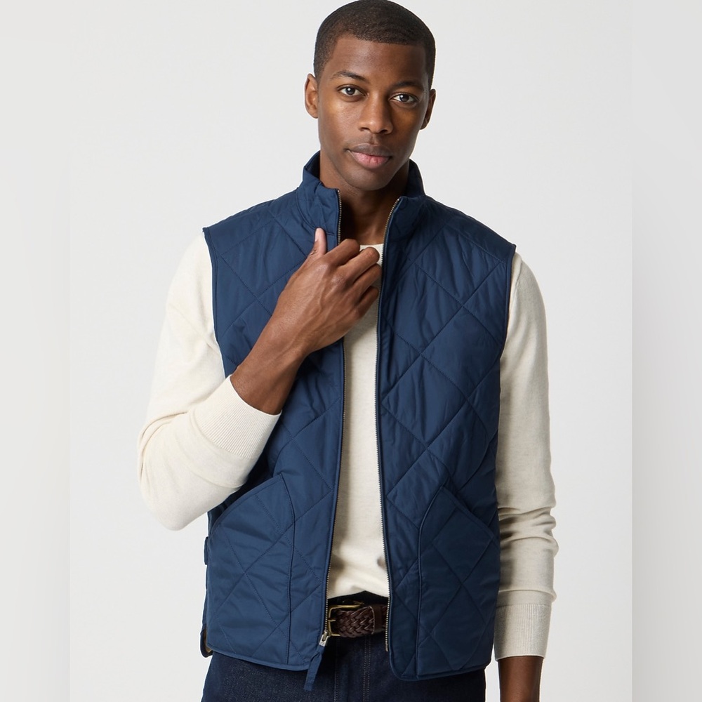 J. Crew Men’s Walker Quilted Vest Preppy Outdoors New England Prep Hunting Navy